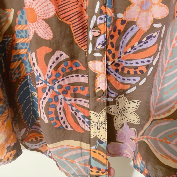 Golden Boutique Floral Button Down Puff Sleeve Blouse Size 3X - Picture 5 of 11